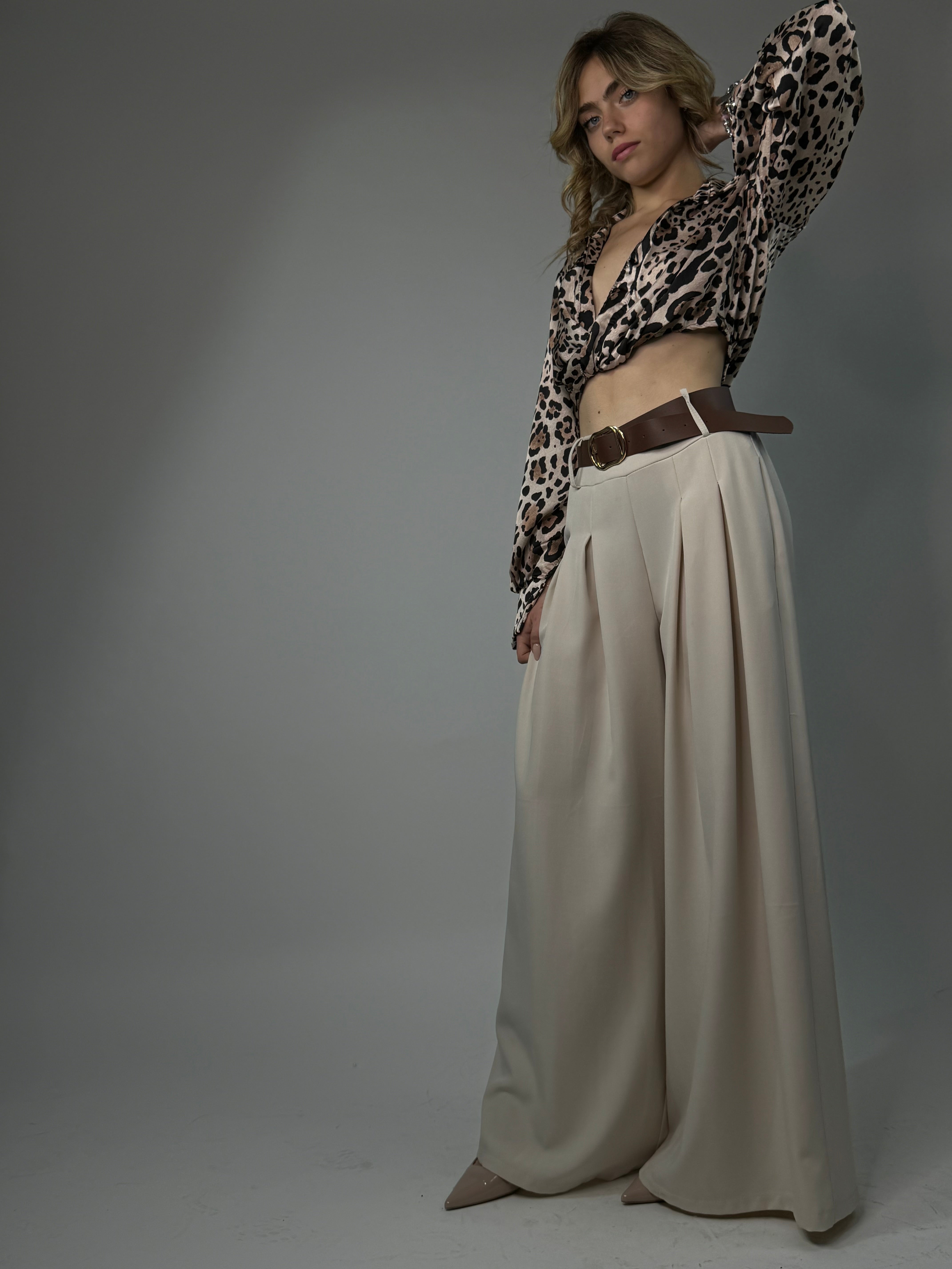 Camicia leopardata aperta