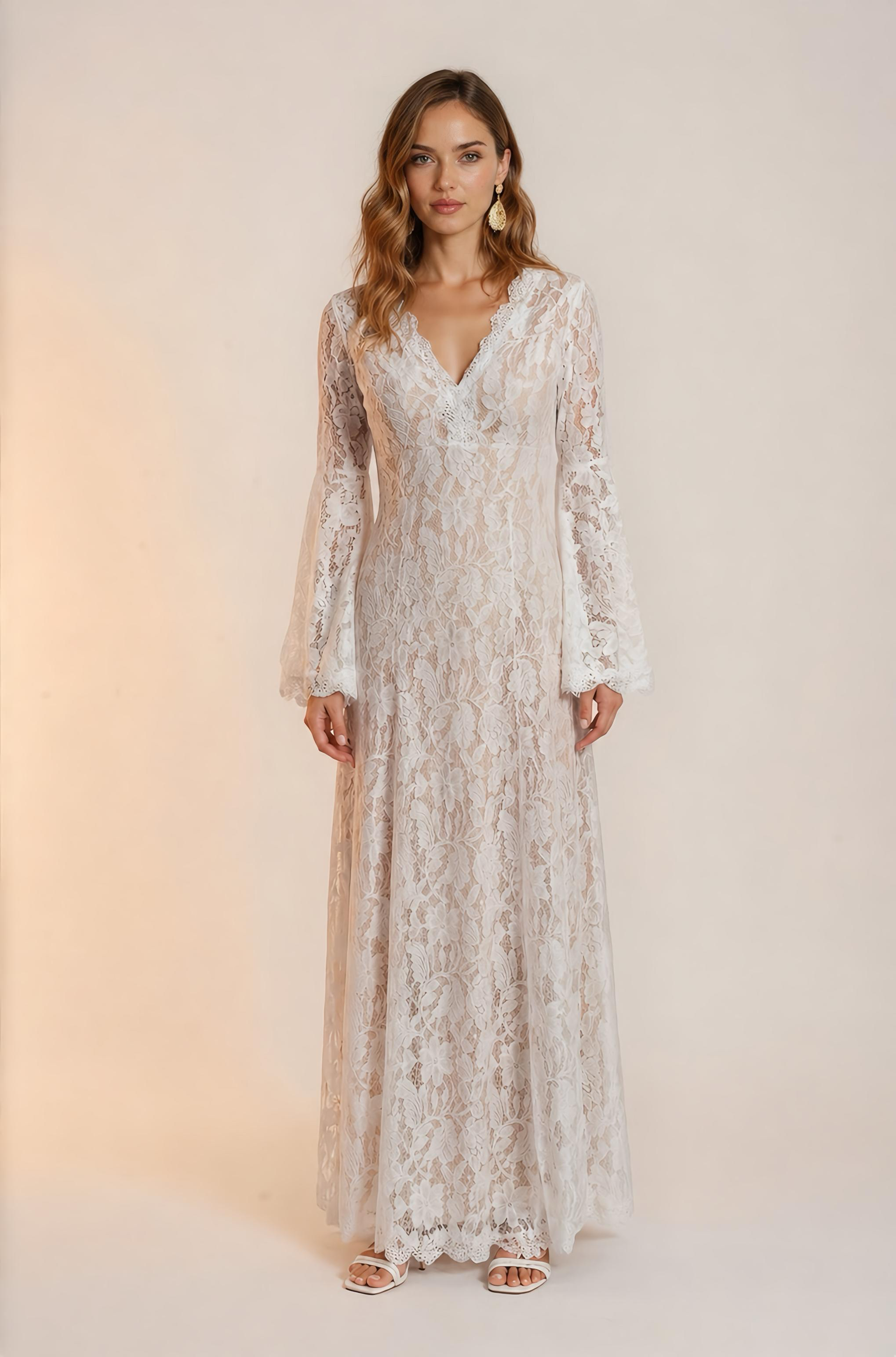 Abito Lungo Lace Nude